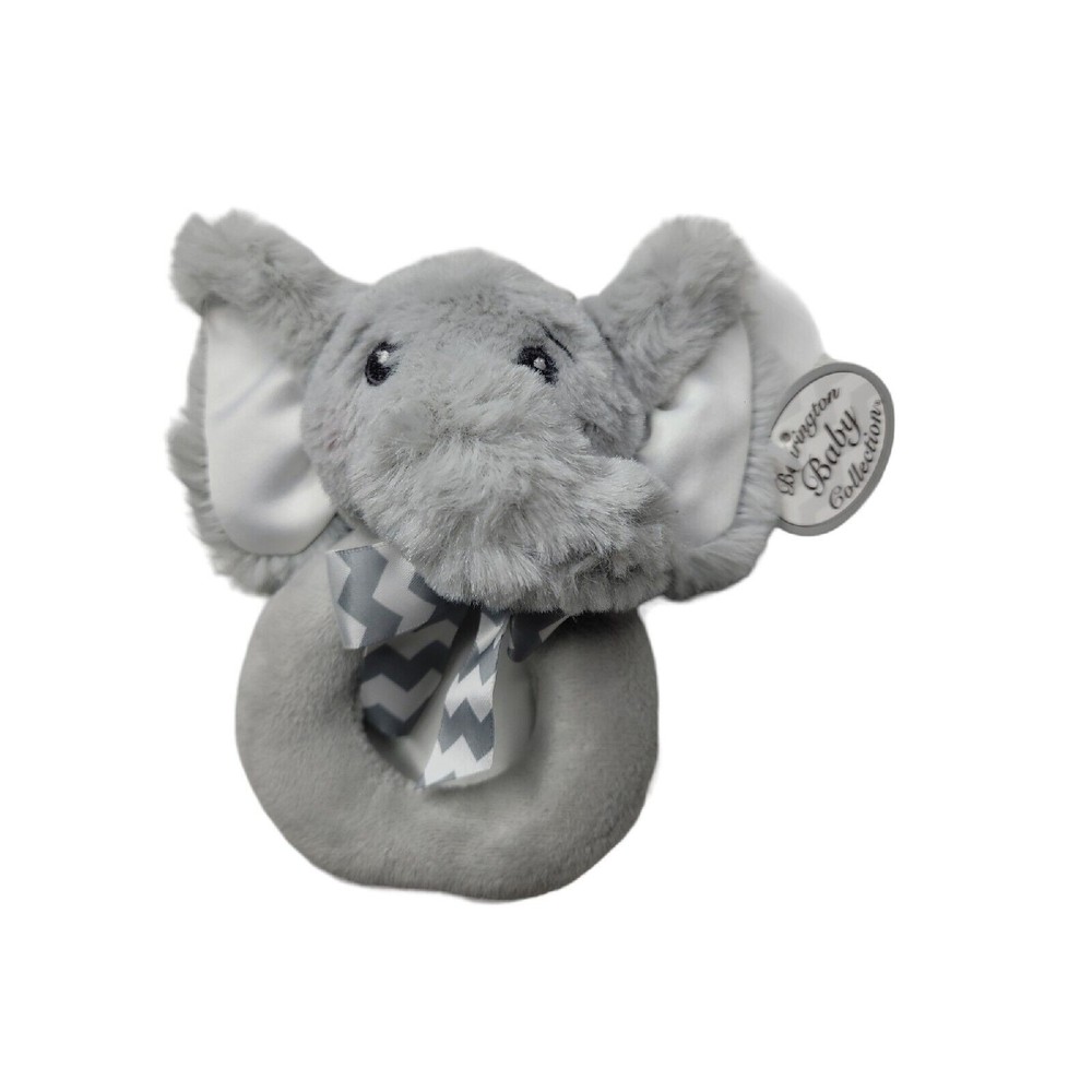 Bearington Baby Collection Gray Elephant Rattle 5” Plush Stuffed Toy New